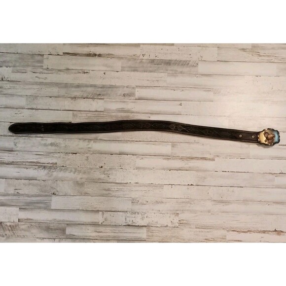 Vtg. 70s Quail Buckle Raintree Jewelry & Co On Hand Tooled Leather Belt Size 36 - Picture 13 of 16